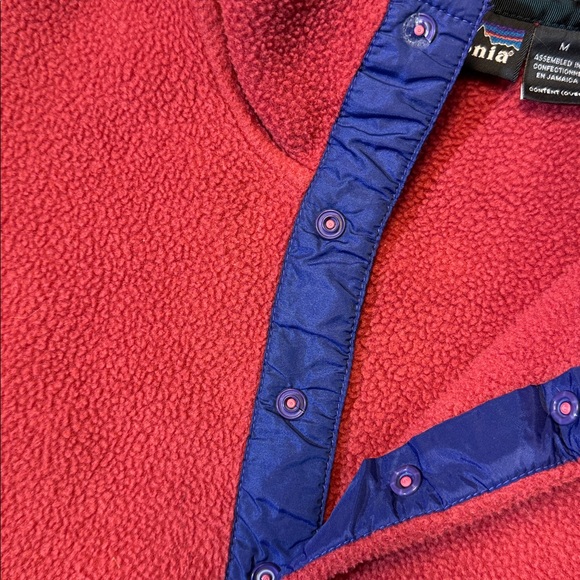 VINTAGE Patagonia mens M Medium red solid fleece mock pullover sweater EUC - Picture 4 of 6